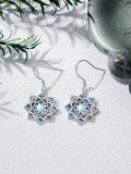 wholesale 925 Sterling Silver Abalone Shell and Moonstone Flower Drop Earrings for Women-0-1