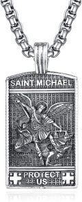 wholesale 925 Sterling Silver St Michael's Medal Pendant Necklaces - Mens Religious Catholic Patron Saint Charm s for Him-0-0