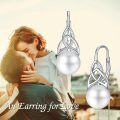 wholesale 925 Sterling Silver Celtic Knot Pearl Leverback Earrings White Gold Plated-0-4