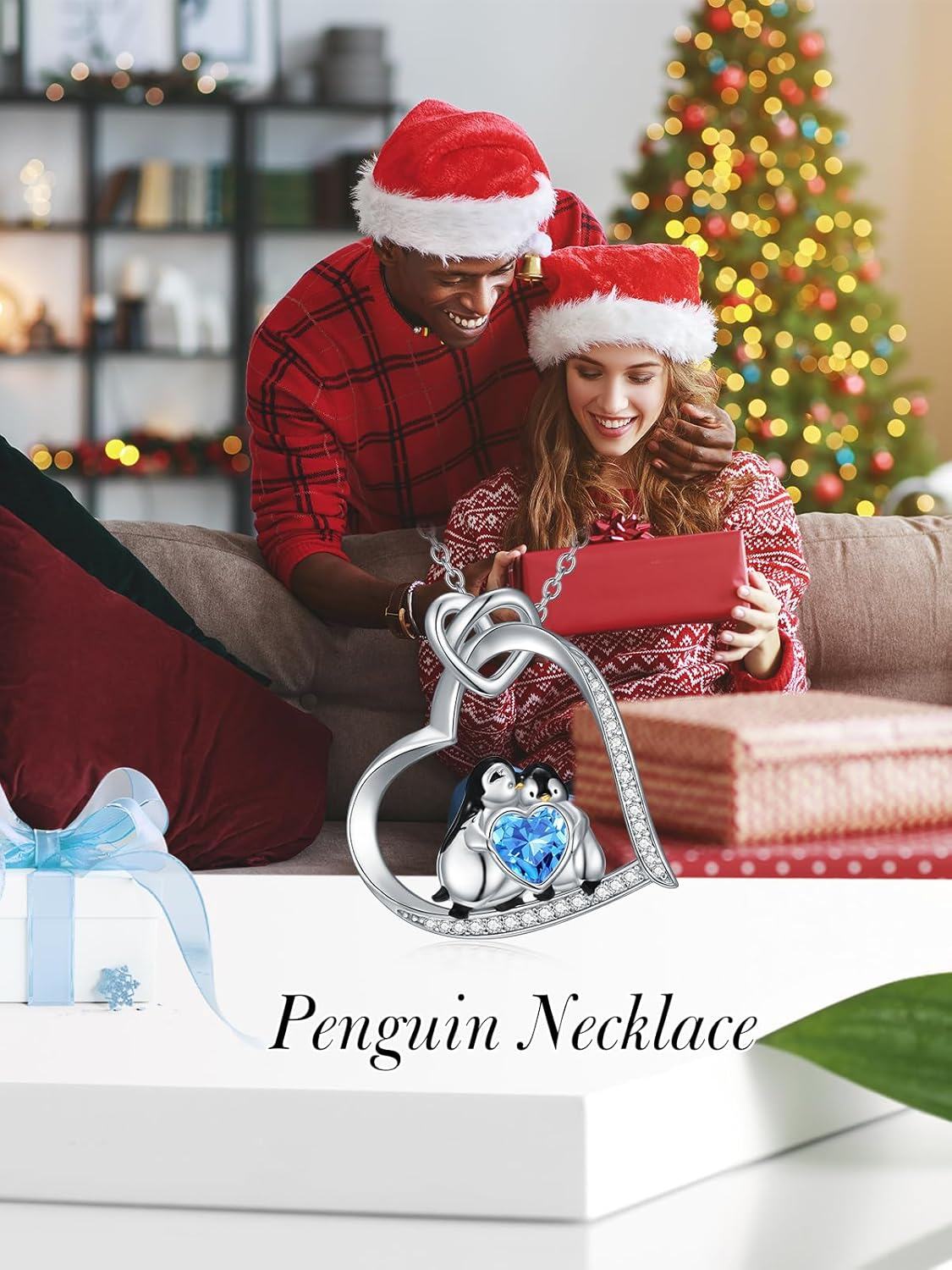 Sterling Silver Snowflake Christmas Tree Snowman Reindeer Penguin Pendant Necklace-0-6
