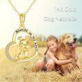 wholesale 14K Gold Dog Heart Pendant Necklace with Cubic Zirconia for Women Mothers Day Gifts-0-1