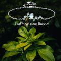 wholesale 925 Sterling Silver Bracelet With Green Leaves And Moonstone Centerpiece-0-4