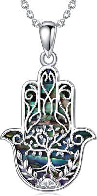 wholesale 925 Sterling Silver Abalone Shell Hamsa Tree Of Life Pendant Necklace-Tree of Life