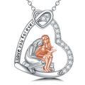 wholesale 925 Sterling Silver Dolphin and Girl Reading Heart-Shaped Pendant Necklace for Book Lovers Librarians-0-0