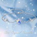wholesale 925 Sterling Silver Blue Sandstone Moon Star Bracelet for Women Elegant Adjustable Celestial Jewelry Gift-0-5