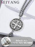 wholesale 925 Sterling Silver St. Michael/Christopher Adjustable Medal Bracelet for Men Women Religious Protection Jewelry with 6mm 9+2 Figaro Link-0-3