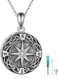 wholesale 925 Sterling Silver Compass Tear Drop Celtic Cremation Keepsake Pendant Necklace with Funnel and Fill Tool-0-0