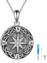 wholesale 925 Sterling Silver Compass Tear Drop Celtic Cremation Keepsake Pendant Necklace with Funnel and Fill Tool-Viking Compass