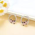wholesale 925 Sterling Silver Cartoon Cow Hoop Earrings - Adorable Farm Animals  for Girls and Women-0-2