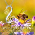 wholesale 925 Sterling Silver Infinity Sunflower Bee Pendant Necklace for Women Girls-0-3