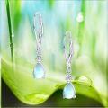 wholesale 925 Sterling Silver Teardrop Moonstone & Turquoise CZ Leverback Drop Earrings-0-6