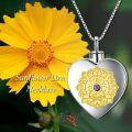 TOUPOP Sterling Silver Sunflower Heart Cremation Locket Necklace-0-1