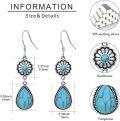wholesale 925 Sterling Silver Teardrop Turquoise Flower Drop Earrings for Women-0-3