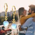 wholesale  14K Solid Gold Moonstone Earrings, High-End Simple Dangle Design, Hypoallergenic, Gift for Women-0-4