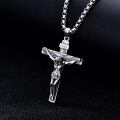 wholesale 925 Sterling Silver Jesus Crucifix Cross Pendant Necklace Oxidized Silver Inri Chain-0-3