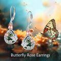 wholesale 925 Sterling Silver Butterfly Drop Earrings w/Moonstone & Green Stone-0-2