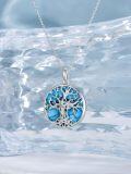 wholesale 925 Sterling Silver Tree of Life Turquoise Stone Pendant Necklace for Women Girls-0-3