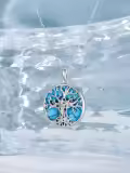 wholesale 925 Sterling Silver Tree of Life Turquoise Stone Pendant Necklaces Wholesale for Women Girls-0-3