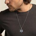 wholesale 925 Sterling Silver Star of David Pendant with Saint Christopher and Compass Charm Necklace for Men Women  45cm Chain Length -0-2