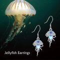wholesale 925 Sterling Silver & Moonstone Jellyfish Dangle Earrings, Cubic Zircon, Hypoallergenic, Gift for Women-0-3