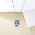 wholesale 925 Sterling Silver Oval St. Peregrine Pendant with Abalone Shell and Crosses on 24 Chain-0-4