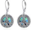 wholesale 925 Sterling Silver Celtic Knot Abalone Shell Leverback Drop Earrings-0-0