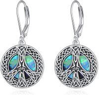 wholesale 925 Sterling Silver Celtic Knot Abalone Shell Leverback Drop Earrings-Peace Sign B