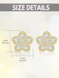 wholesale 925 Sterling Silver Gold Plated Cubic Zirconia Flower Stud Earrings Fashionable Accessories Gift Ideas for Her-0-4