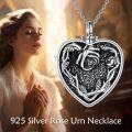 wholesale 925 Sterling Silver Heart Rose Black Abalone Cremation Jewelry Urn Pendant Necklace with Funnel and Fill Tool 24 Chain-0-2