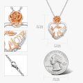 wholesale 925 Silver Mom Heart Rose Pendant Necklace Lab Created Moissanite Two Tone-0-3