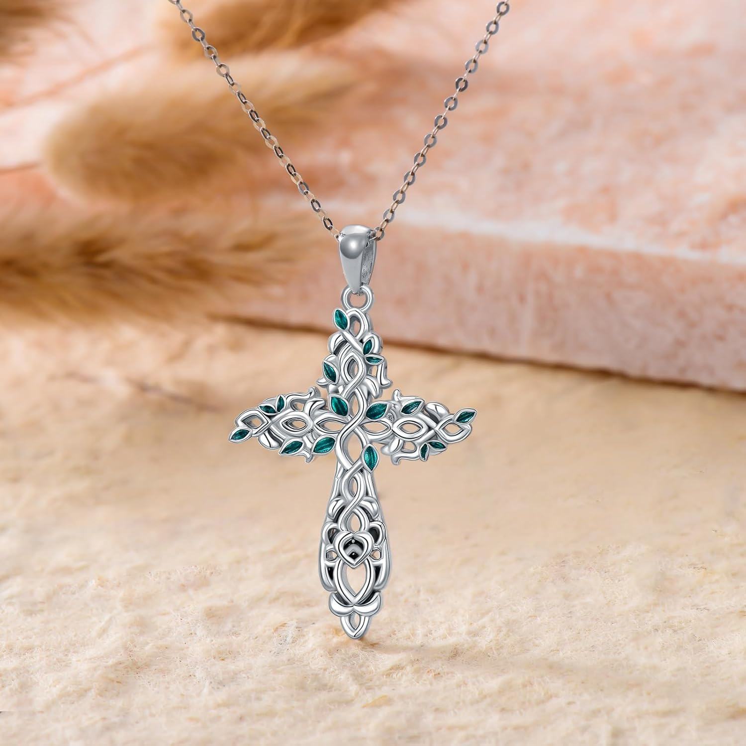 Sterling Silver Celtic Knot Cross Pendant Irish Viking Jewelry Gift for Men Women-0-3