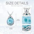 wholesale 925 Sterling Silver Larimar Octopus Ocean Wave Pendant Necklace for Women Gifts-0-3