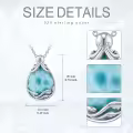 wholesale 925 Sterling Silver Larimar Octopus Ocean Wave Pendant Necklaces Wholesale for Women Gifts-0-3