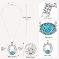 wholesale 925 Sterling Silver Turquoise Western Horse Shoe Cowboy Boots Cactus Pendant Necklace for Women-0-3