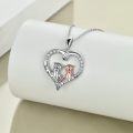 wholesale 925 Sterling Silver Heart-Shaped Otters Pendant Necklace with Crystals - Mother's Day Gifts for Her-0-2