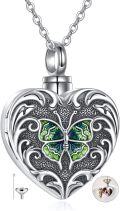 wholesale 925 Sterling Silver Butterfly Green Stone Heart Urn Pendant Necklace for Women-0-0