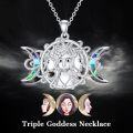 wholesale 925 Sterling Silver Abalone Shell Egyptian Goddess Triple Moon Pendant Necklace for Women Witchcraft s 48cm Chain Length-0-2