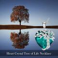 wholesale 925 Sterling Silver 14K White Gold Plated Heart Emerald Green Crystal Tree of Life Necklace-0-3