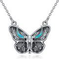 wholesale 925 Sterling Silver Butterfly Turquoise Stone Pendant Necklace for Women Girls  43cm Chain Length-0-0