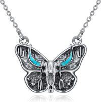 wholesale 925 Sterling Silver Butterfly Turquoise Stone Pendant Necklace for Women Girls  43cm Chain Length-Butterfy