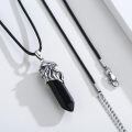 wholesale 925 Sterling Silver Eagle Head Black Onyx Crystal Point Pendant Necklace-0-1