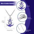 wholesale 925 Sterling Silver Blue Enamel Ship Wheel & Rope Anchor Pendant Necklace-0-2