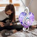 wholesale 925 Sterling Silver Purple Heart Crystal Treble Clef Pendant Necklace for Women-0-5
