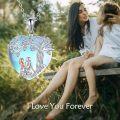 wholesale 925 Sterling Silver Tree of Life Mother Daughter Necklace with Blue Stone and Heart Pendant for Mom Gifts-0-5