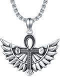 wholesale 925 Sterling Silver Ankh Cross with Wings Pendant Necklace  Gothic Vintage Jewelry for Men Women Gifts-0-0