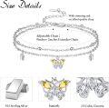 wholesale 925 Sterling Silver Yellow Stone Butterfly Charm Ankle Anklet for Women-0-1