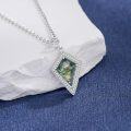 wholesale 925 Sterling Silver Green Moss Agate Cubic Zirconia Hexagon Kite Shape Pendant Necklace for Women-0-1