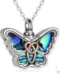 wholesale 925 Sterling Silver & Abalone Shell Butterfly Urn Necklace for Ashes, Cremation Jewelry, Memorial Gift for Women-0-0