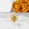wholesale 925 Sterling Silver Sun and Moon Pendant with Cubic Zirconia Chain Necklace-0-3