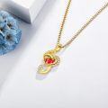 wholesale 925 Sterling Silver Plated Gold  Heart-Shaped Flower Pendant Necklace for Women - Romantic s-0-1